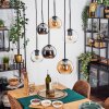 Koyoto Suspension, Boule lumineuse, Suspension Ambre, Chrome, Clair, Fumé, 6 lumières