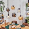 Koyoto Suspension, Boule lumineuse, Suspension Ambre, Chrome, Clair, Fumé, 6 lumières