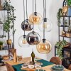 Koyoto Suspension, Boule lumineuse, Suspension Ambre, Chrome, Clair, Fumé, 6 lumières