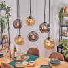 Ripoll Suspension, Boule lumineuse, Suspension Ambre, Fumé, 6 lumières