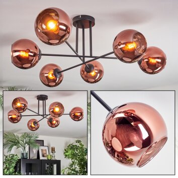 Koyoto Plafonnier, Boule lumineuse 72 cm Cuivré, 6 lumières Koyoto Plafonnier, Boule lumineuse 72 cm Cuivré, 6 lumières