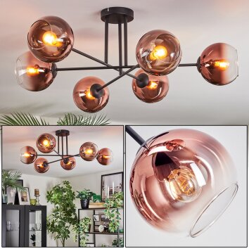 Koyoto Plafonnier, Boule lumineuse 78 cm Clair, Cuivré, 6 lumières