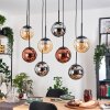 Gastor Suspension, Boule lumineuse, Suspension Ambre, Chrome, Cuivré, Fumé, 8 lumières