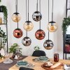 Gastor Suspension, Boule lumineuse, Suspension Ambre, Chrome, Cuivré, Fumé, 8 lumières