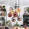 Gastor Suspension, Boule lumineuse, Suspension Ambre, Chrome, Cuivré, Fumé, 8 lumières