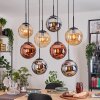 Gastor Suspension, Boule lumineuse, Suspension Ambre, Chrome, Cuivré, Fumé, 8 lumières