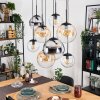 Gastor Suspension, Boule lumineuse, Suspension Ambre, Chrome, Clair, Fumé, 8 lumières