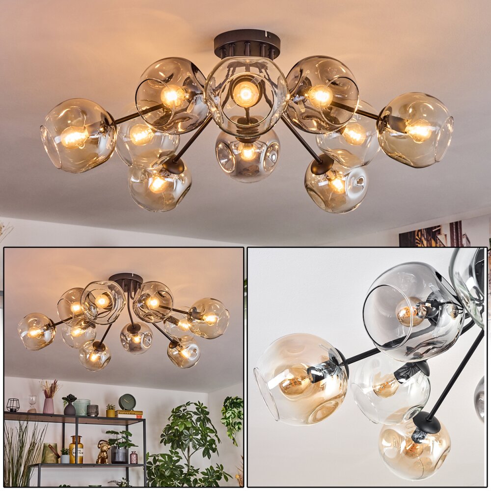 Ripoll Plafonnier, Boule lumineuse Ambre, Clair, Fumé, 10 lumières main product photo