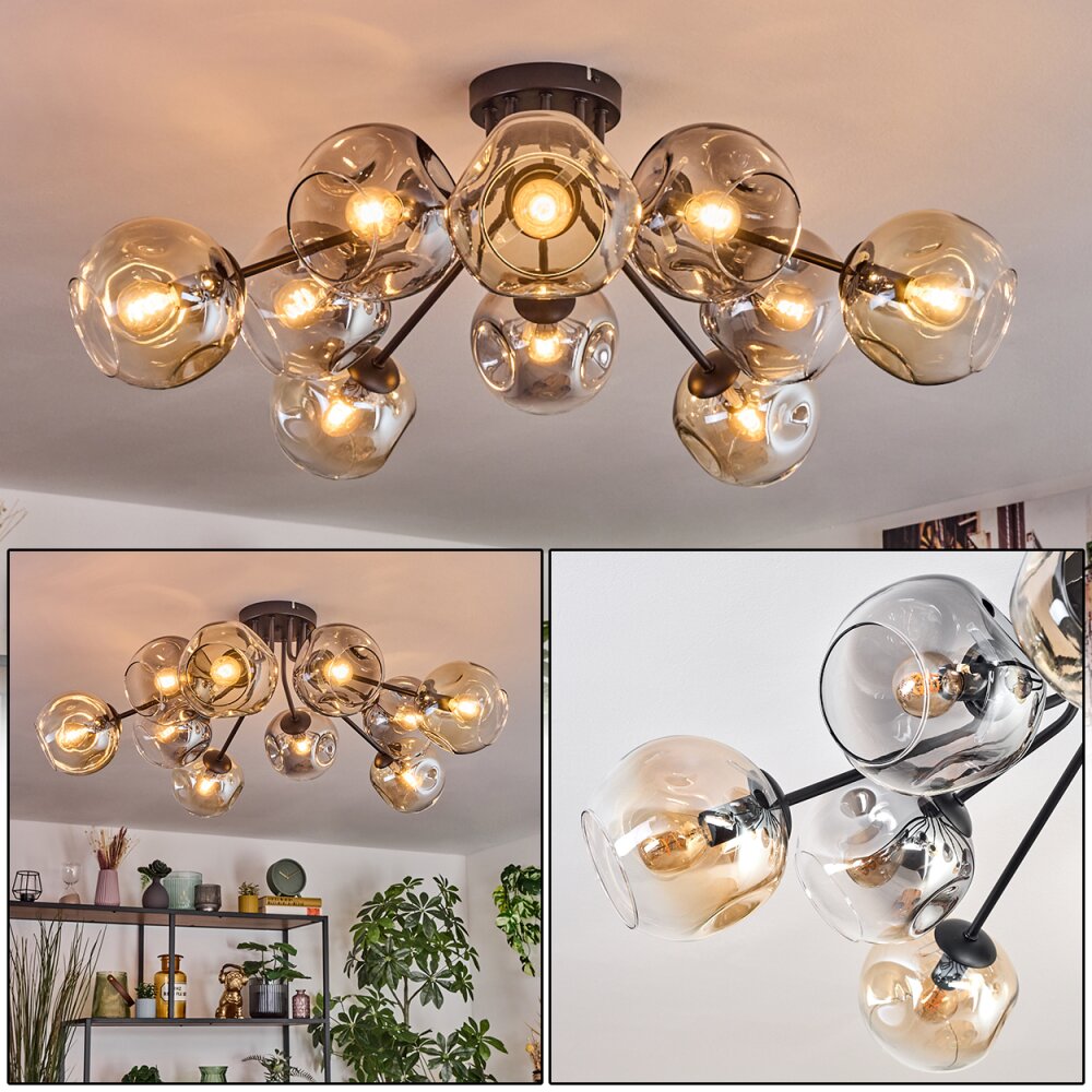 Ripoll Plafonnier, Boule lumineuse Ambre, Clair, Fumé, 10 lumières main product photo