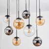 Gastor Suspension, Boule lumineuse, Suspension Ambre, Chrome, Clair, Fumé, 8 lumières