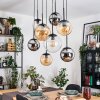 Gastor Suspension, Boule lumineuse, Suspension Ambre, Chrome, Clair, Fumé, 8 lumières