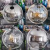 Koyoto Suspension, Boule lumineuse, Suspension grappe Ambre, Chrome, Clair, Fumé, 4 lumières