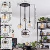 Koyoto Suspension, Boule lumineuse, Suspension grappe Ambre, Chrome, Clair, Fumé, 4 lumières