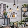 Koyoto Suspension, Boule lumineuse, Suspension grappe Ambre, Chrome, Clair, Fumé, 4 lumières