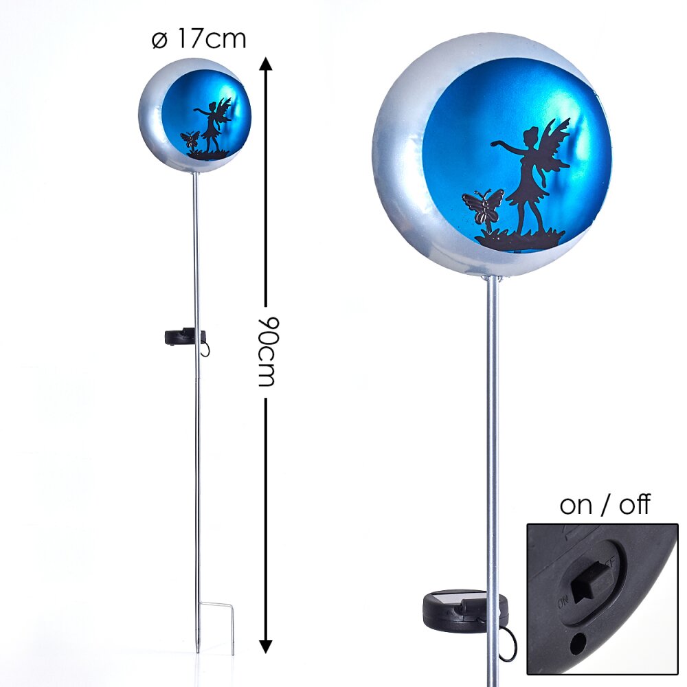 lampe solaire Loano LED Bleu, Argenté, 1 lumière