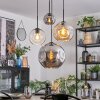 Ripoll Suspension, Boule lumineuse, Suspension grappe Ambre, Chrome, Clair, Fumé, 4 lumières