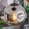 Ripoll Suspension, Boule lumineuse, Suspension grappe Ambre, Chrome, Clair, Fumé, 4 lumières
