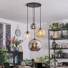 Ripoll Suspension, Boule lumineuse, Suspension grappe Ambre, Chrome, Clair, Fumé, 4 lumières