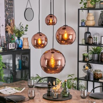 Koyoto Suspension, Boule lumineuse, Suspension grappe Cuivré, 4 lumières