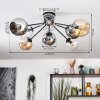 Koyoto Plafonnier, Boule lumineuse 86 cm Ambre, Chrome, Clair, Fumé, 8 lumières