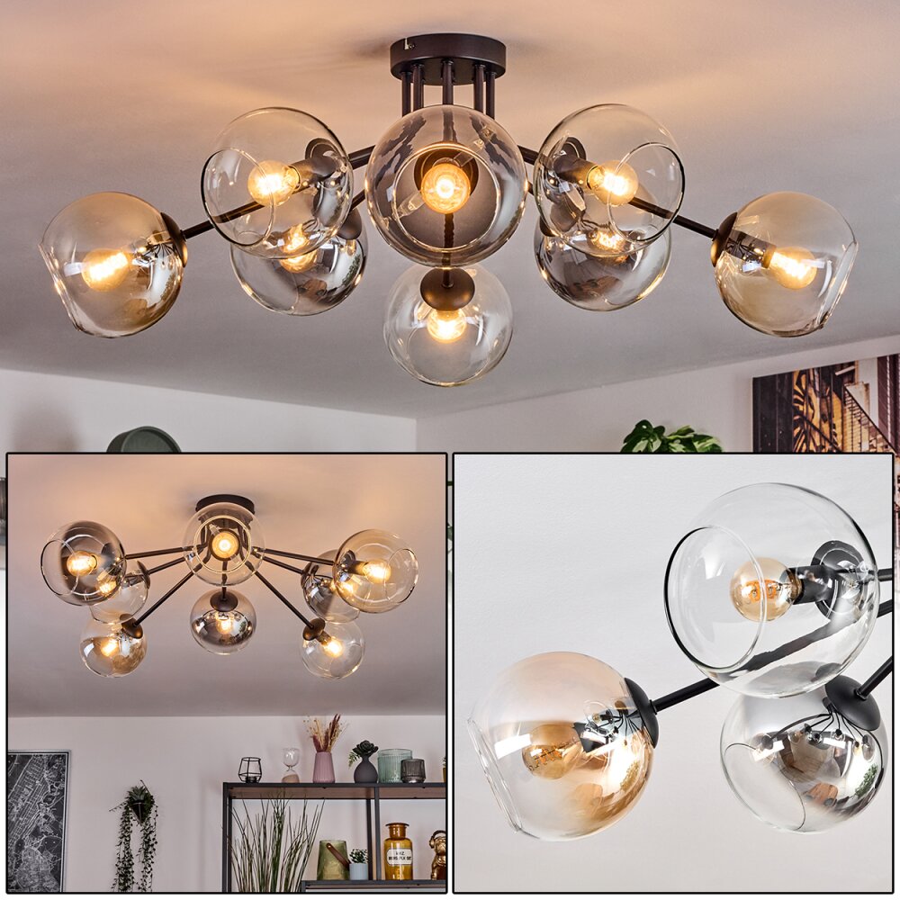 Koyoto Plafonnier, Boule lumineuse 86 cm Ambre, Clair, Fumé, 8 lumières main product photo