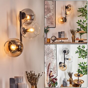 Koyoto Boule lumineuse, Applique murale Ambre, Clair, Fumé, 3 lumières