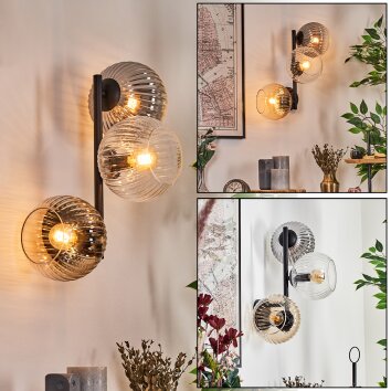 Koyoto Boule lumineuse, Applique murale Ambre, Clair, Fumé, 3 lumières