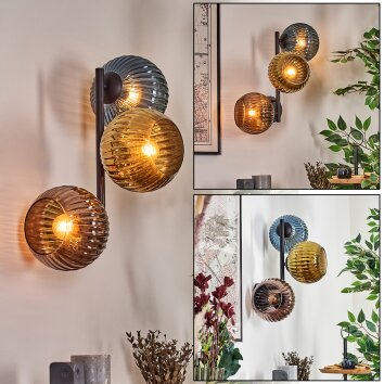 Koyoto Boule lumineuse, Applique murale Bleu, Or, Cuivré, 3 lumières