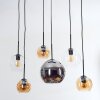Koyoto Suspension, Boule lumineuse, Suspension Ambre, Chrome, Clair, Fumé, 6 lumières