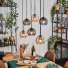 Koyoto Suspension, Boule lumineuse, Suspension Ambre, Fumé, 6 lumières