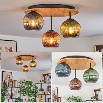 Koyoto Plafonnier, Boule lumineuse Écru, Noir, 3 lumières
