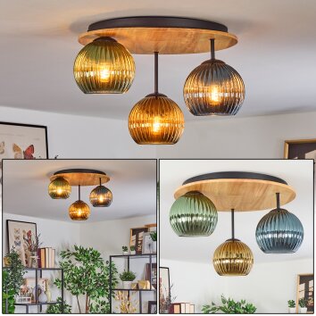Koyoto Plafonnier, Boule lumineuse Écru, Noir, 3 lumières