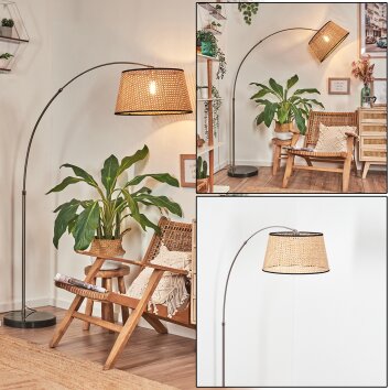 Ramila Lampadaire Nickel mat, Noir, 1 lumière