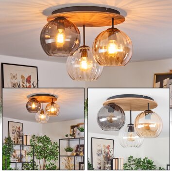Koyoto Plafonnier, Boule lumineuse Écru, Noir, 3 lumières