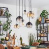 Koyoto Suspension, Boule lumineuse, Suspension Ambre, Clair, Fumé, 6 lumières