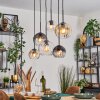 Koyoto Suspension, Boule lumineuse, Suspension Ambre, Clair, Fumé, 6 lumières