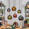 Koyoto Suspension, Boule lumineuse, Suspension Bleu, Or, Vert, Cuivré, 6 lumières