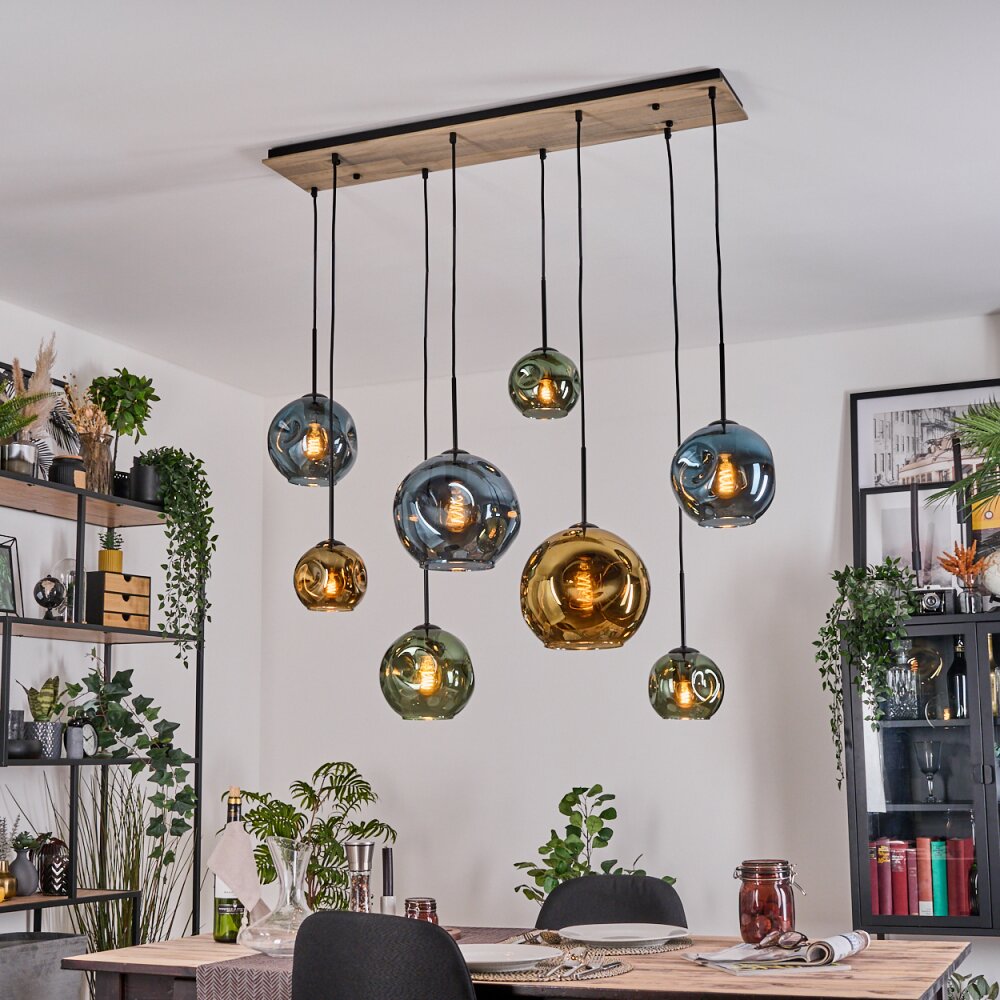 Ripoll Suspension, Boule lumineuse, Suspension Écru, Noir, 8 lumières main product photo