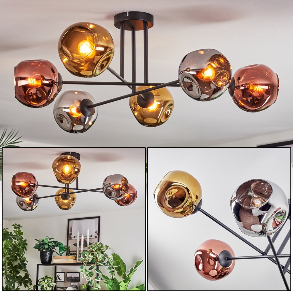 Ripoll Plafonnier, Boule lumineuse Chrome, Or, Cuivré, Fumé, 6 lumières main product photo