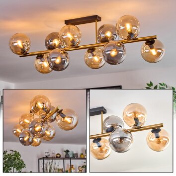 Gastor Plafonnier, Boule lumineuse Or, Noir, 10 lumières