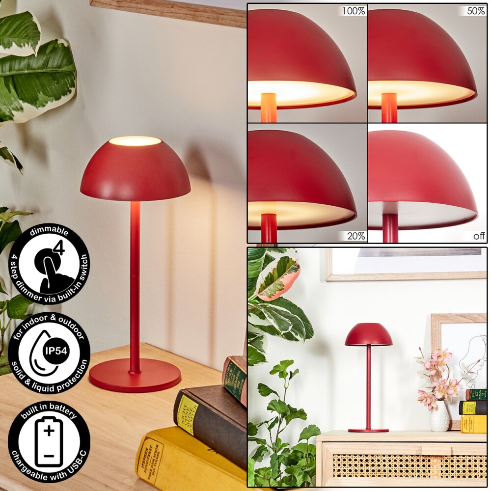 Laken Lampe de table d'extérieur, Luminaire de salle de bain, Lampe à poser LED Rouge, 1 lumière main product photo