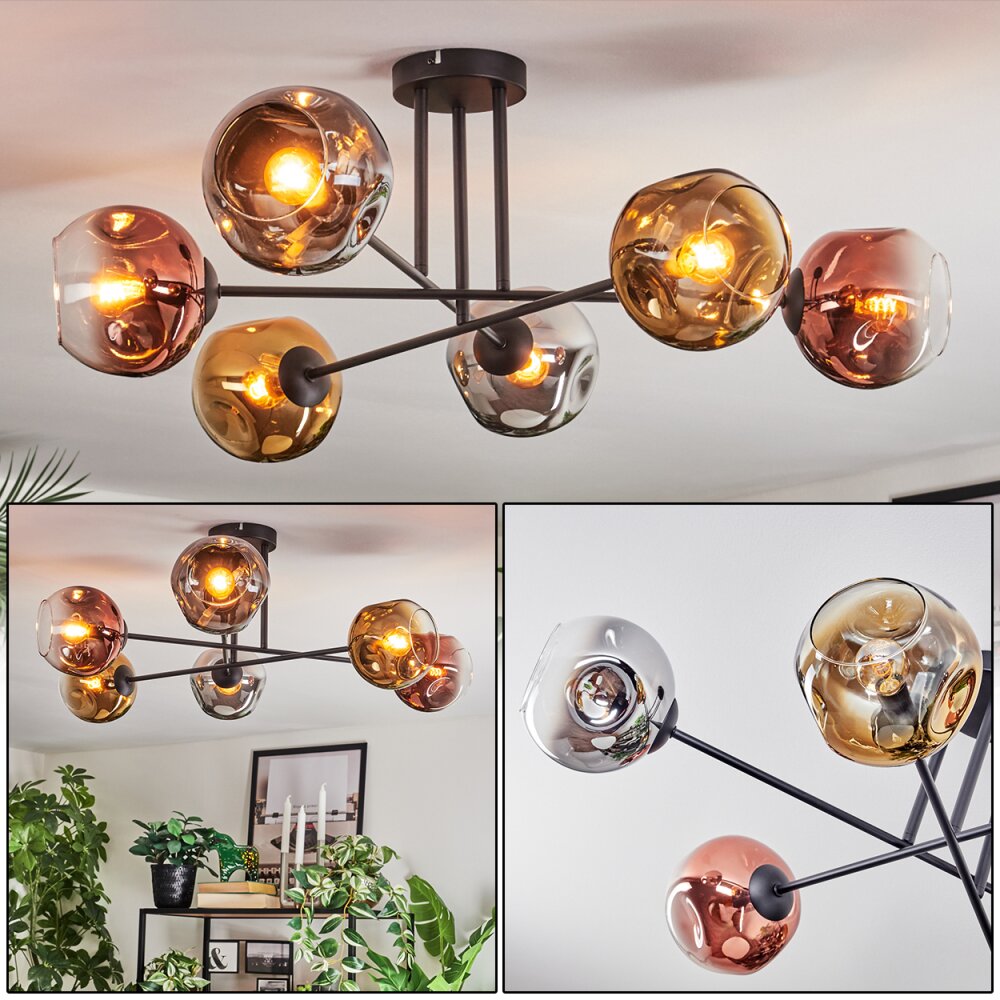 Ripoll Plafonnier, Boule lumineuse Chrome, Or, Clair, Cuivré, Fumé, 6 lumières main product photo