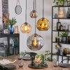 Ripoll Suspension, Boule lumineuse, Suspension grappe Ambre, Chrome, Or, Fumé, 4 lumières