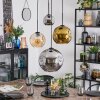 Ripoll Suspension, Boule lumineuse, Suspension grappe Ambre, Chrome, Or, Fumé, 4 lumières