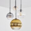 Koyoto Suspension, Boule lumineuse, Suspension grappe Ambre, Or, Clair, Fumé, 4 lumières
