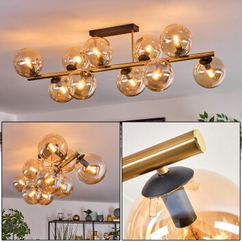 Gastor Plafonnier, Boule lumineuse Or, Noir, 10 lumières