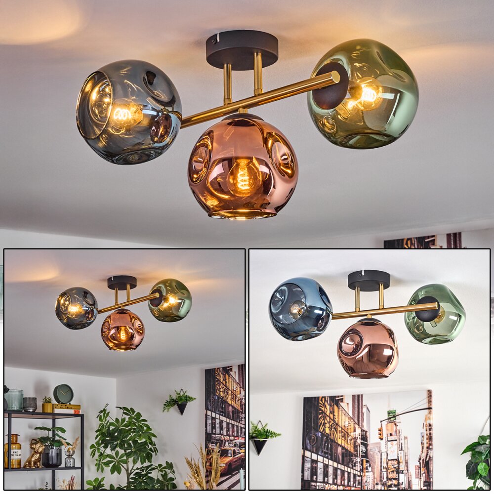 Ripoll Plafonnier, Boule lumineuse Or, Noir, 3 lumières main product photo