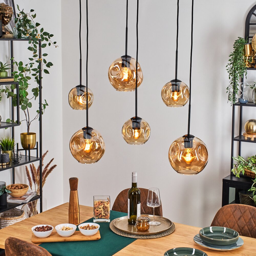 Ripoll Suspension, Boule lumineuse, Suspension Ambre, 6 lumières main product photo