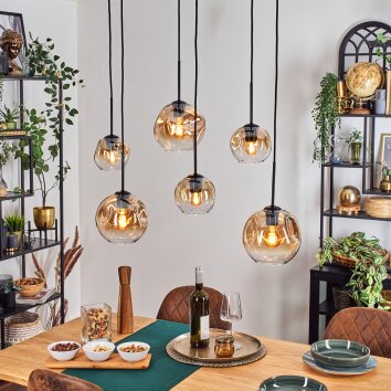 Ripoll Suspension, Boule lumineuse, Suspension Ambre, Clair, 6 lumières