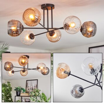 Ripoll Plafonnier, Boule lumineuse Ambre, Clair, Fumé, 6 lumières